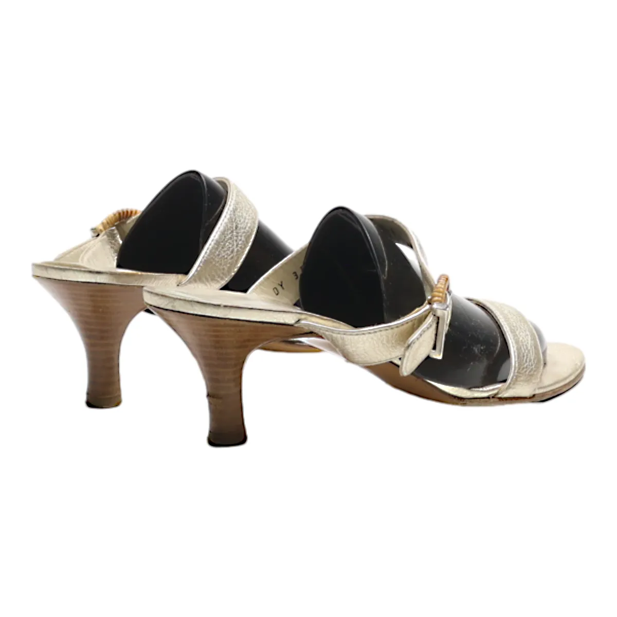 SALVATORE FERRAGAMO Mule Heels Silver Leather Womens UK 7