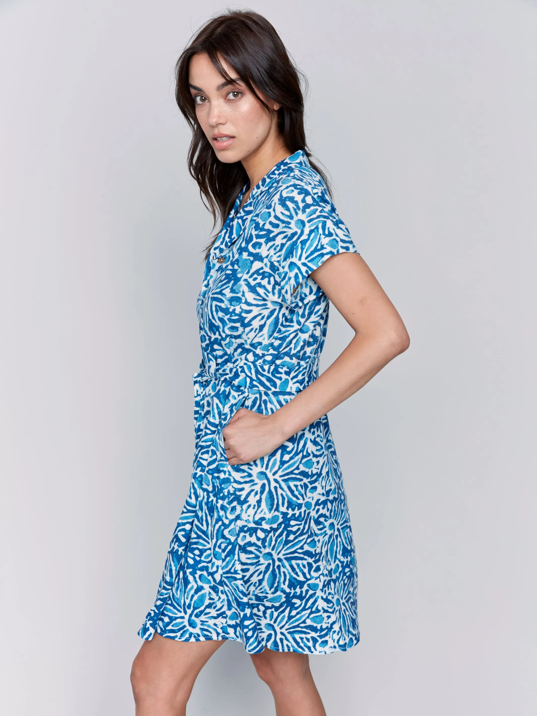 Short Sleeved Button Front Dress Reef by Charlie B