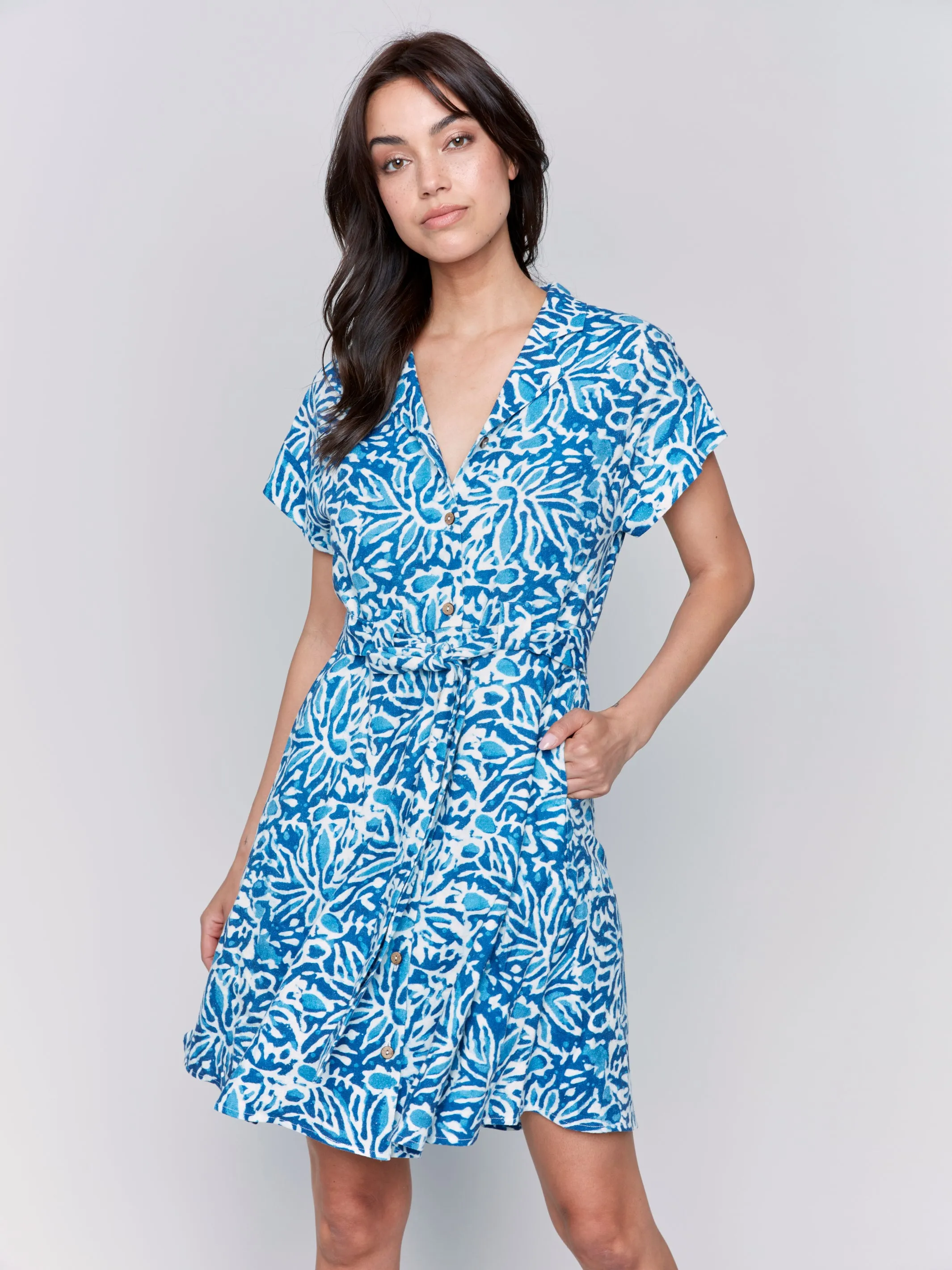 Short Sleeved Button Front Dress Reef by Charlie B
