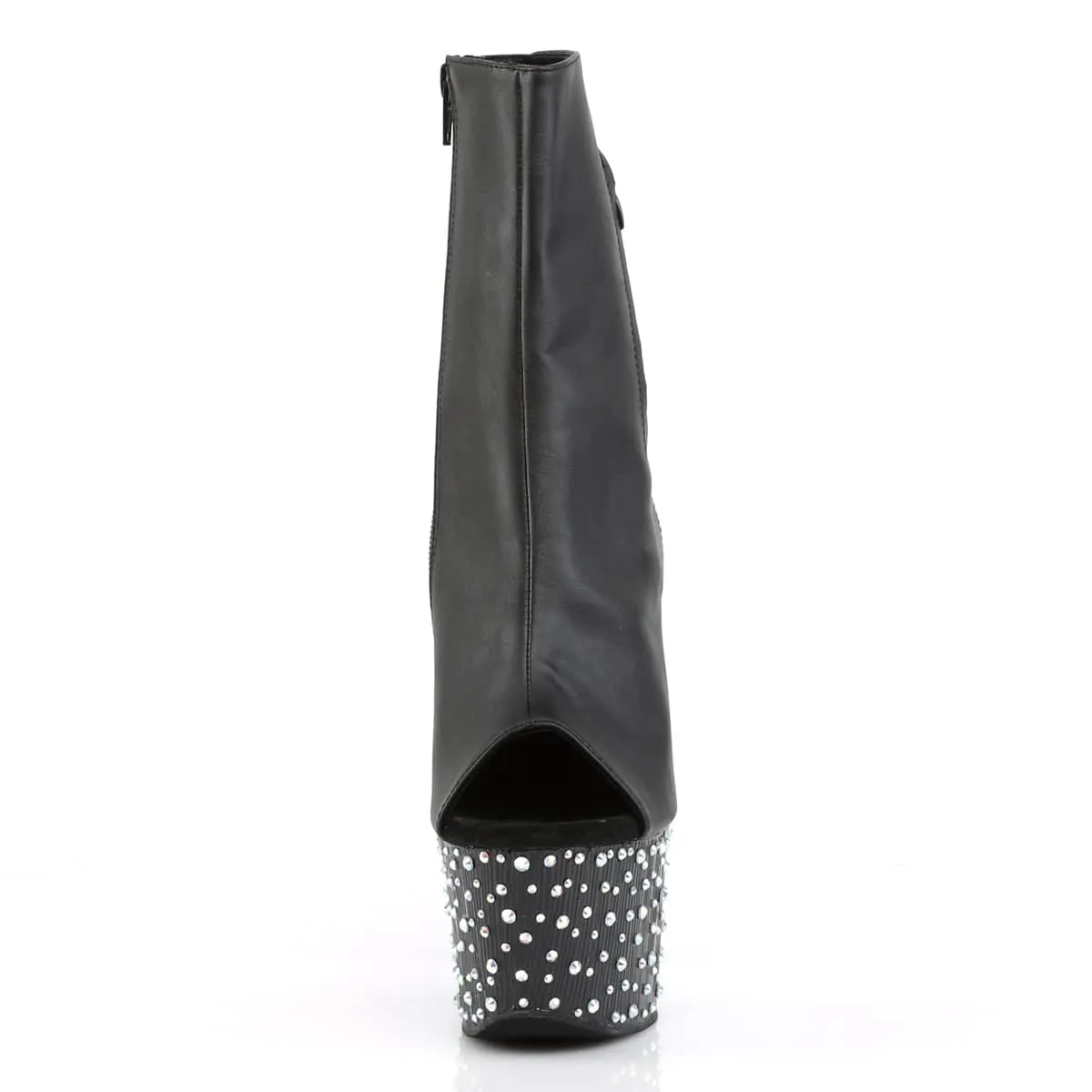 STARDANCE-1018-7 Black & Silver Calf High Peep Toe Boots