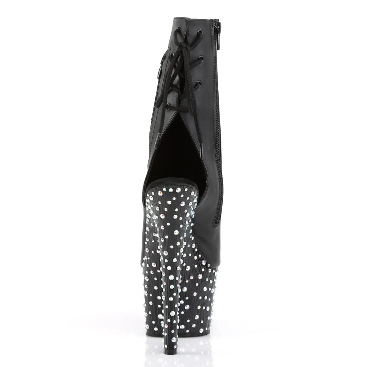 STARDANCE-1018-7 Black & Silver Calf High Peep Toe Boots
