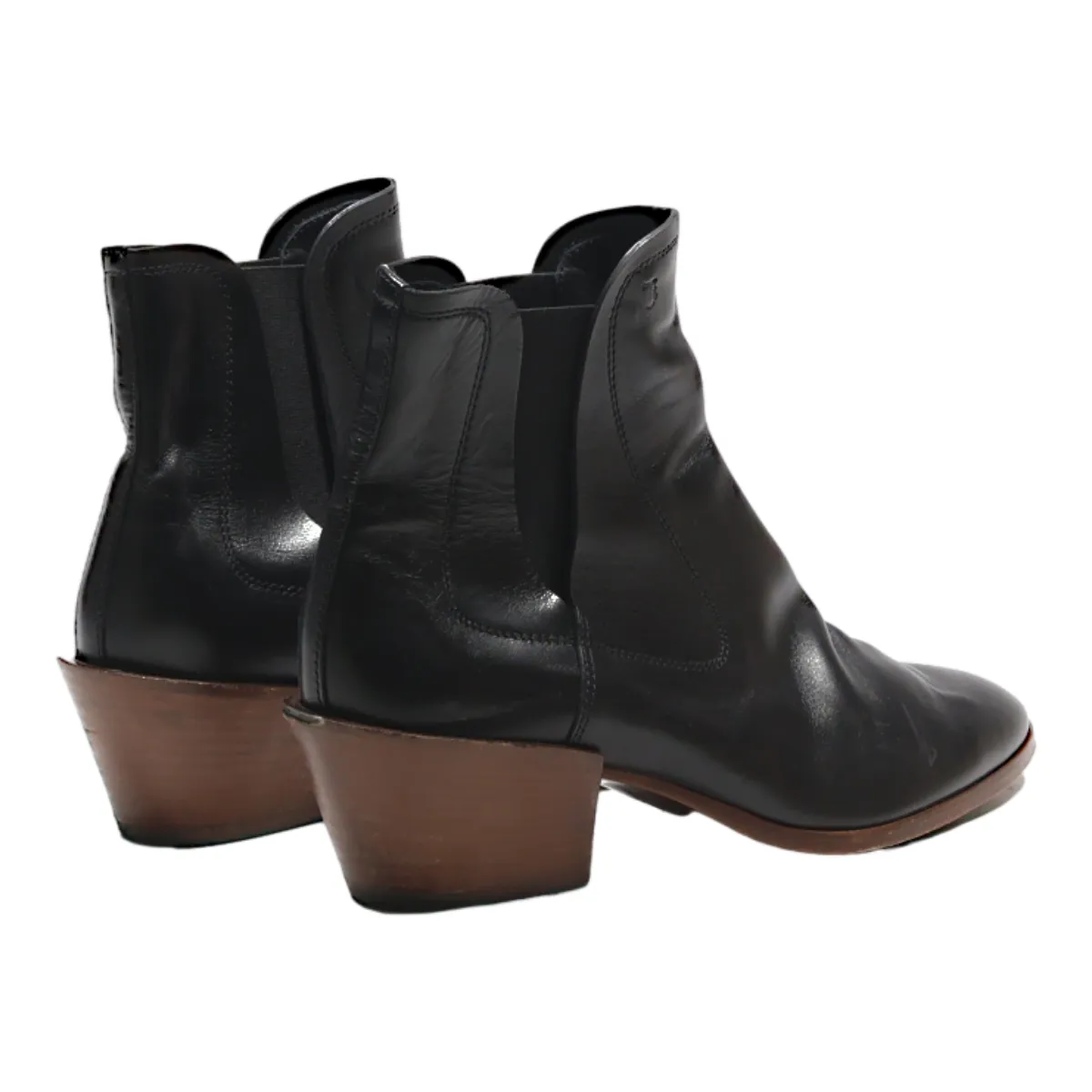 TODS Heeled Ankle Boots Black Leather Womens UK 5.5