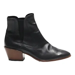 TODS Heeled Ankle Boots Black Leather Womens UK 5.5