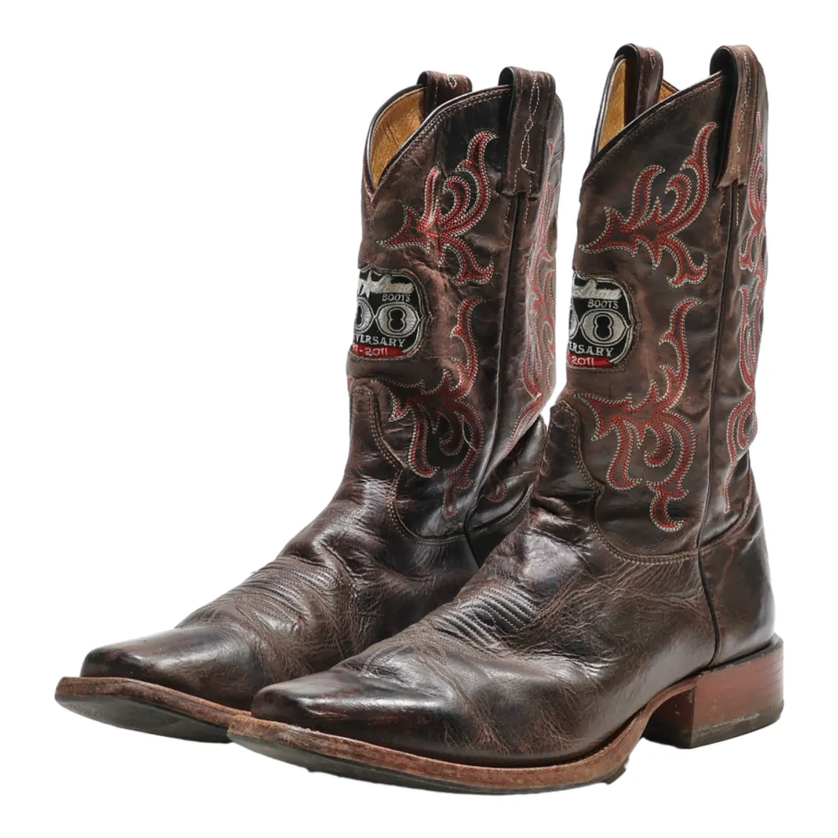 TONY LAMA Cowboy Boots Brown Leather Mens UK 7