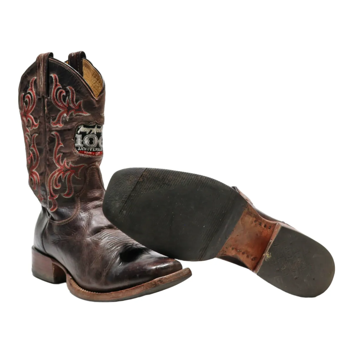 TONY LAMA Cowboy Boots Brown Leather Mens UK 7