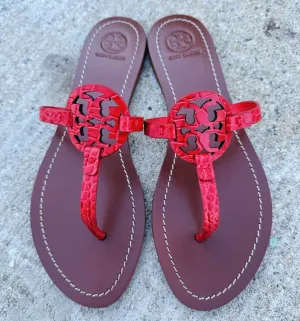 Tory Burch Mini Miller Gabriel Croc Embossed Sandals - Size 8.5