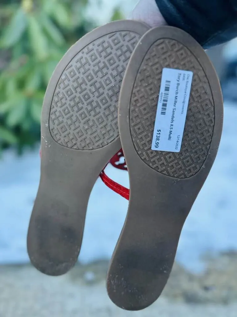 Tory Burch Mini Miller Gabriel Croc Embossed Sandals - Size 8.5