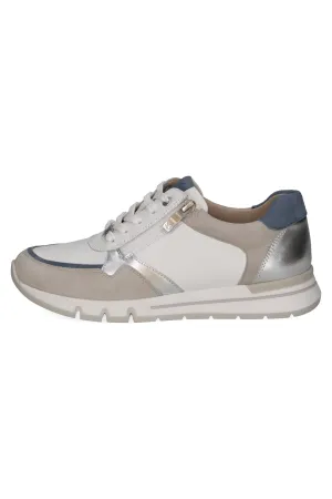 Wide Fit Trainers with Zip Fastening - White/Silver