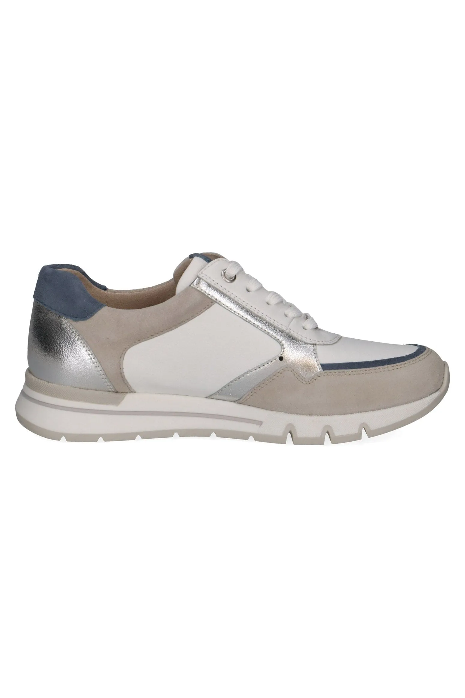 Wide Fit Trainers with Zip Fastening - White/Silver