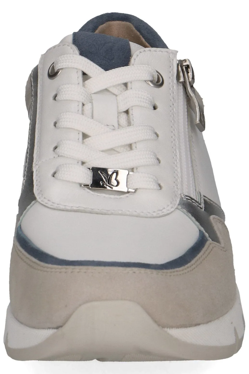 Wide Fit Trainers with Zip Fastening - White/Silver
