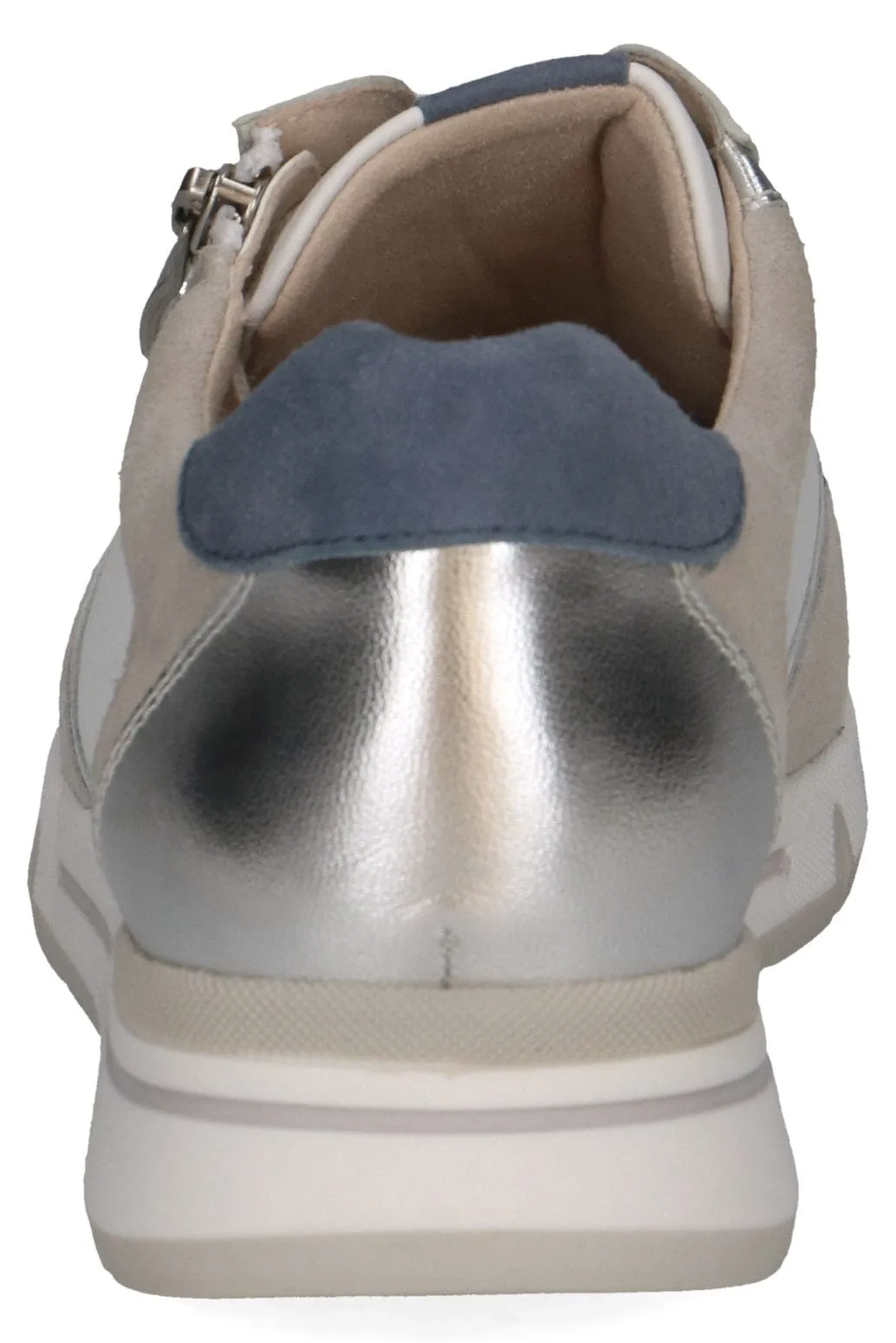 Wide Fit Trainers with Zip Fastening - White/Silver