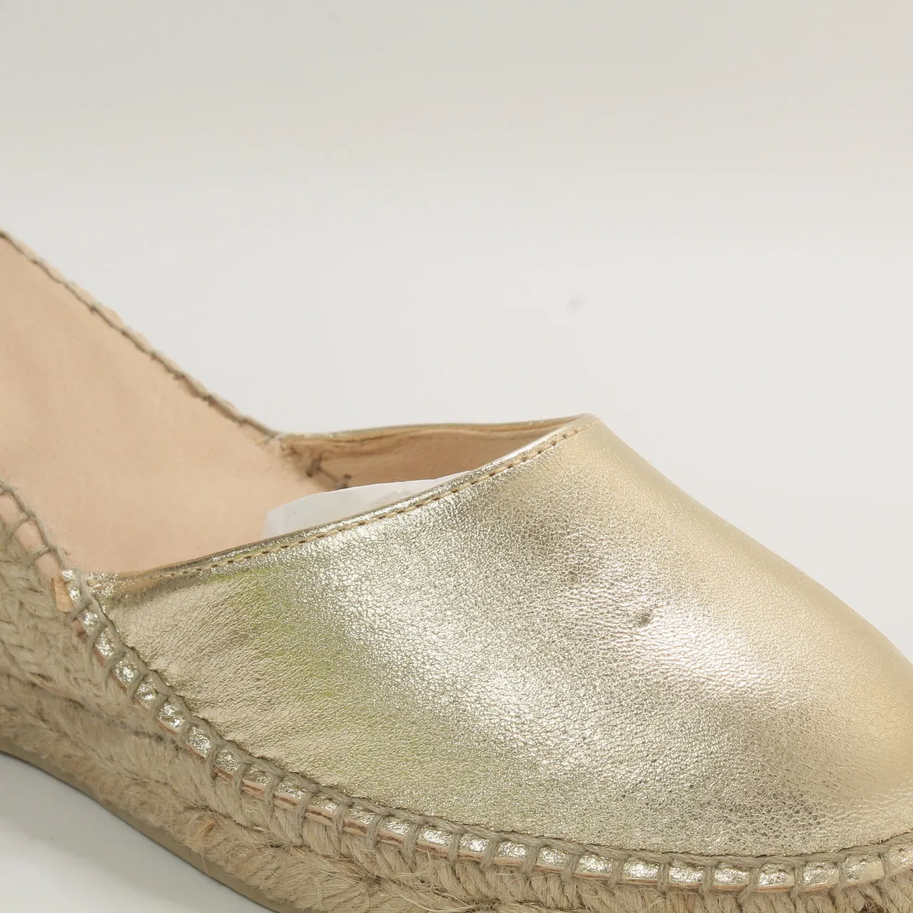 Womens Office Alex Closed Toe Espadrille Wedges Gold Leather Uk Size 7