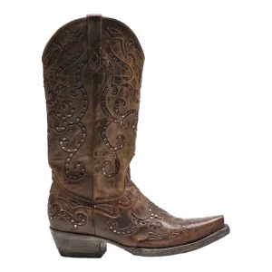 YIPPEE KIYAY Cowboy Boots Brown Leather Womens UK 4.5